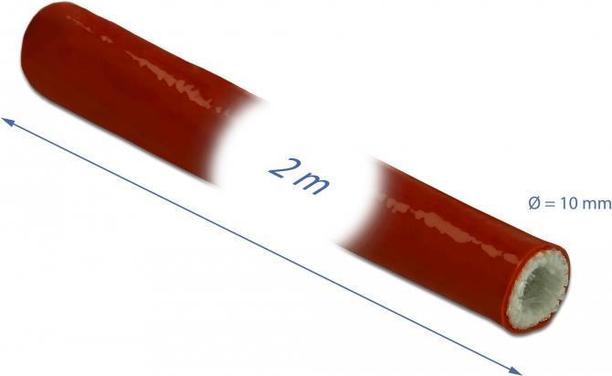 Delock tubo protettivo ignifugo rivestito in silicone 2 m x 10 mm rosso
