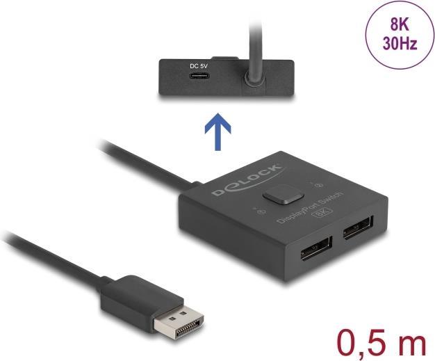 Delock Switch DisplayPort da 2 a 1 bidirezionale 8K