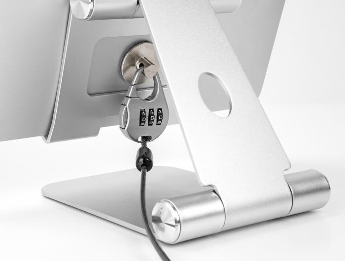 Cavo di sicurezza Navilock per tablet e smartphone con lucchetto a combinazione e acciaio