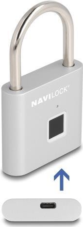 Lucchetto Navilock con impronta digitale 75 x 45 x 13 mm argento
