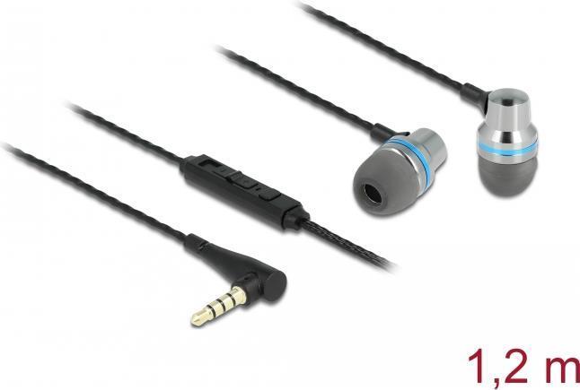 Delock Cuffie in-ear con connettore jack da 3,5 mm a 4 pin, microfono e controllo del volume, funzione mute rapida per smartpho