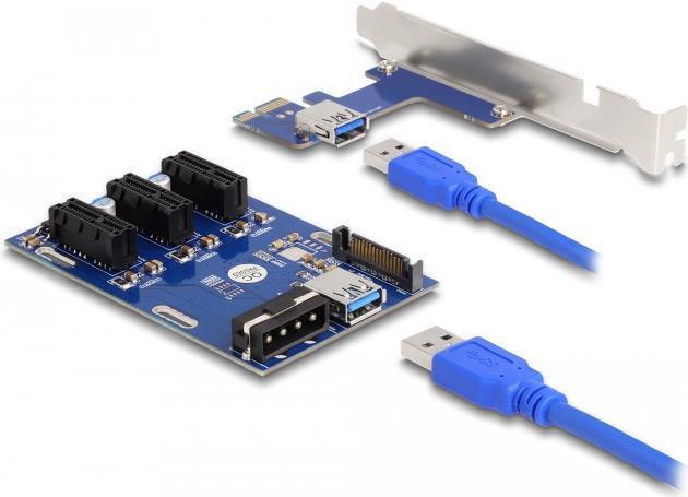 Delock scheda riser PCI Express x1 a 3 x PCIe x1 con cavo USB da 50 cm