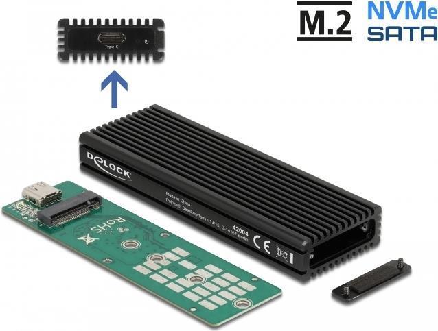 Delock Alloggiamento combinato esterno USB di tipo C per M.2 NVMe PCIe o SSD SATA