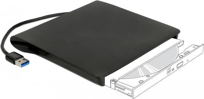 Delock Custodia esterna per unità SATA ultra sottili da 525" da 95 mm a USB tipo A maschio