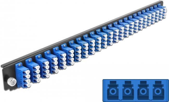 Pannello frontale della scatola di giunzione da 19" Delock LC Quad a 24 porte blu