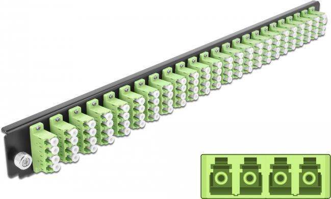 Pannello frontale della scatola di giunzione da 19" Delock LC Quad a 24 porte verde lime