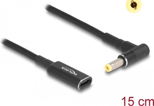 Delock Cavo adattatore per cavo di ricarica per notebook Presa USB di tipo C a spina HP 4,8 x 1,7 mm angolato a 90Ã‚Â° 15