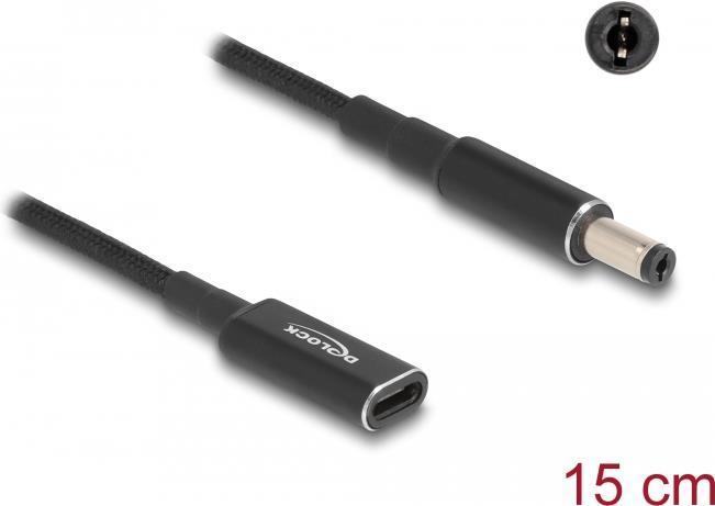 Delock Cavo adattatore per cavo di ricarica per notebook Presa USB di tipo C a spina da 5,5 x 2,1 mm 15 cm