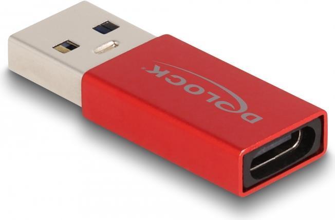 Delock Adattatore USB 10 Gbps USB Tipo-A maschio a USB Tipo-C femmina rosso attivo