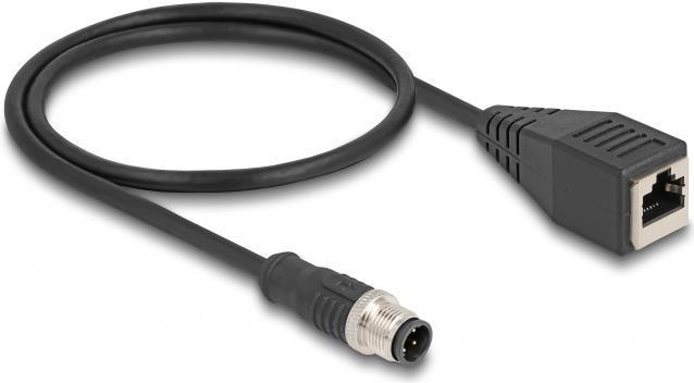 Delock Cavo adattatore M12 con codifica D da 4 pin maschio a RJ45 femmina da 50 cm