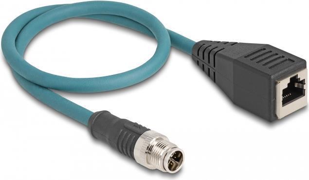 Delock Cavo adattatore M12 con codifica X da 8 pin maschio a RJ45 femmina da 50 cm