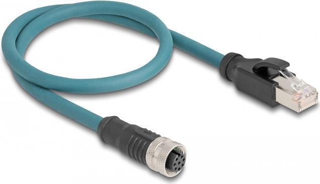 Delock Cavo adattatore M12 da presa a 8 pin con codifica A a spina RJ45 da 50 cm