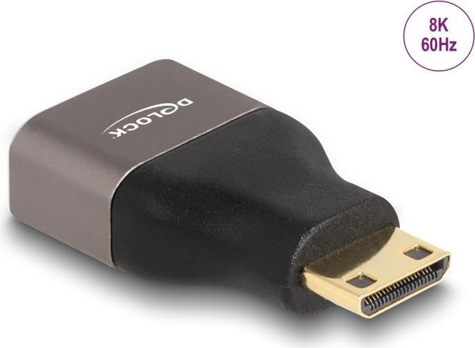 Delock Adattatore HDMI Mini-C maschio a A femmina 8K 60 Hz grigio metallo