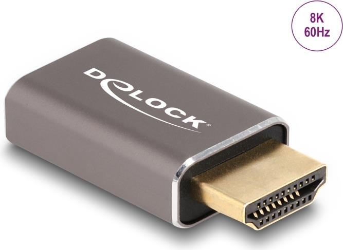 Delock Adattatore HDMI maschio a femmina 8K 60 Hz grigio metallo