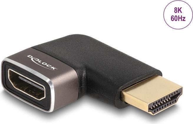 Delock Adattatore HDMI maschio a femmina angolato a 90Ã‚Â° a sinistra 8K 60 Hz grigio metallo