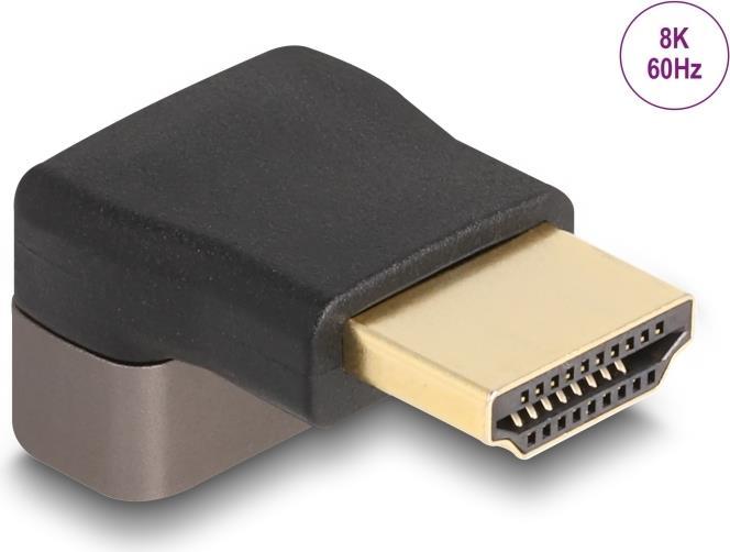 Delock Adattatore HDMI maschio a femmina angolato a 90Ã‚Â° nella parte superiore 8K 60 Hz in metallo grigio