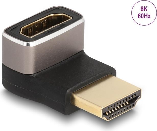Delock Adattatore HDMI maschio a femmina con angolo inferiore di 90Ã‚Â° 8K 60 Hz grigio metallo