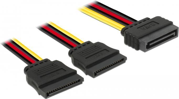 Delock - Network Slitter - SATA Current Plug (M) appena fino a SATA Current Plugs (W) dritto - 15 cm - nero, giallo, rosso (601