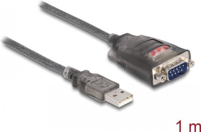 DeLOCK Adattatore USB 2.0 Tipo-A a 1 x Seriale RS-232 D-Sub 9 pin maschio con dadi con 3 x LED 1 m (Delock - seriel adapter - U