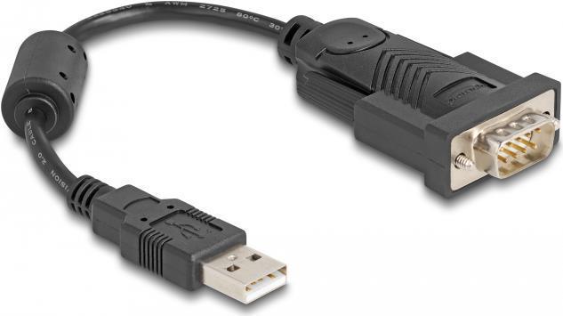 Delock Adattatore USB 2.0 Tipo-A a 1 x seriale RS-232 D-Sub 9 pin maschio con nucleo in ferrite 0,25 m