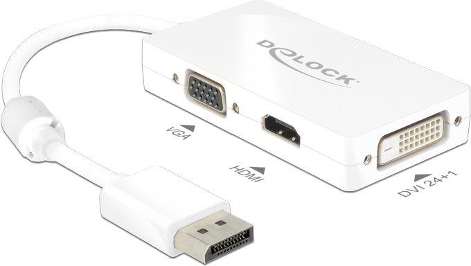 DeLOCK 0.16m DisplayPort/VGA+HDMI+DVI-D 0,16 m VGA [D-Sub]+ HDMI + DVI Bianco (DeLOCK DisplayPort adapter - 16 cm)
