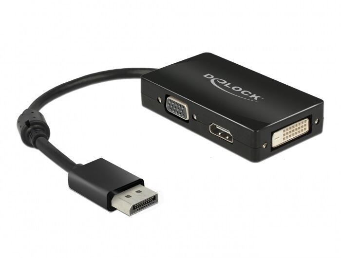 DeLOCK 0.16m DisplayPort/VGAHDMIDVI 016 m VGA D-Sub HDMI DVI Nero (Delock Adapter DisplayPort 1.1 DP auf VGA/HDMI/DVI passiv b