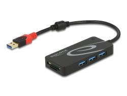 Delock esterno USB 3.2 Hub Tipo-A a USB Tipo-A / 2 Lettore di schede slot