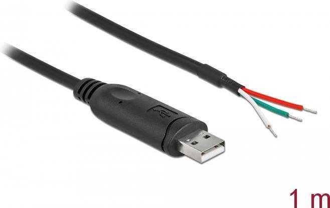 Cavo adattatore Delock da USB 2.0 Tipo A a RS-232 seriale con 3 estremitÃƒÂ  del cavo aperte da 1 m