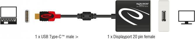 DeLOCK 63312 adattatore grafico USB 4096 x 2160 Pixel Nero Delock Adapter USB-C DP St/Bu 15cm schw/black