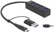 Delock Hub USB 3.2 Gen 1 a 4 porte con connettore USB Type-C o USB Type-A