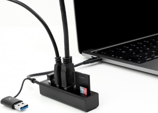 Delock Hub USB 3.2 Gen 1 a 3 porte Lettore di schede SD e Micro SD con connettore USB di tipo C o USB di tipo A
