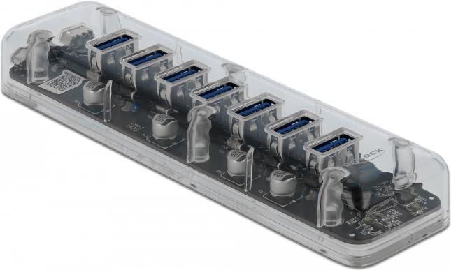 Delock Hub USB 3.0 con 7 porte trasparenti
