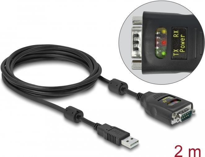 Delock Adattatore USB 2.0 Tipo-A a seriale RS-232 D-Sub 9 pin 2,5 kV isolamento galvanico 2 m