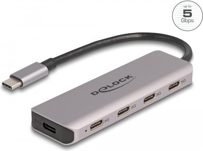 Delock Hub USB Type-C USB 5 Gbps a 4 porte con porta USB Type-C