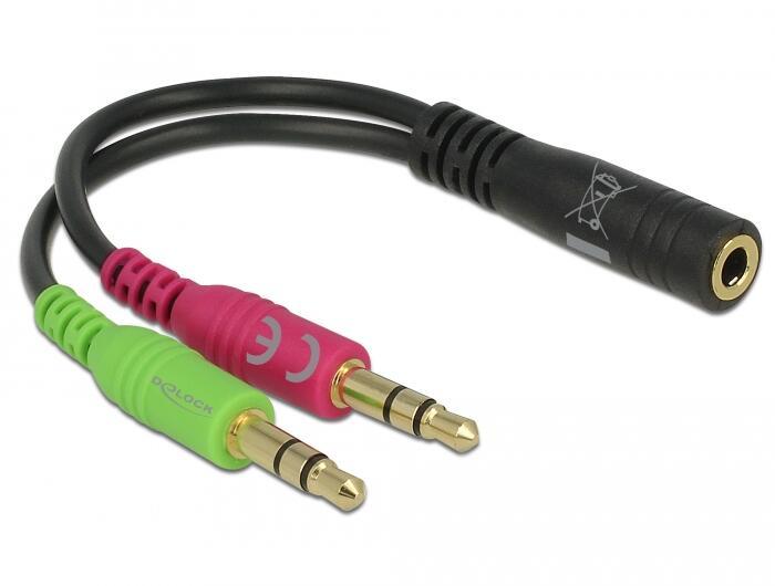 Adattatore audio DELOCK 35 mm Presa per jack a 4 pin a 35 mm spina per jack per pin (assegnazione del pin CTIA)