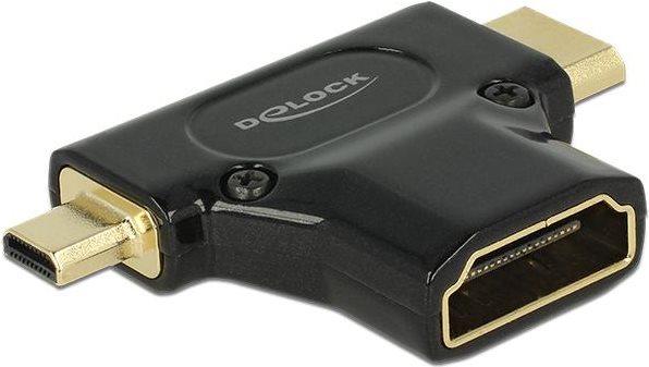 DeLOCK HDMI-A/HDMI Mini-C+ Micro-D, F/M+M Mini-HDMI + Micro-HDMI Nero (Delock Adapter High Speed HDMI with Et)
