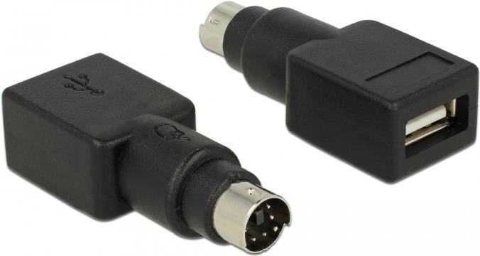 DeLOCK 65898 adattatore per inversione del genere dei cavi PS/2 USB tipo A Nero Acciaio inox (Delock - tastatur-/ musadapter -
