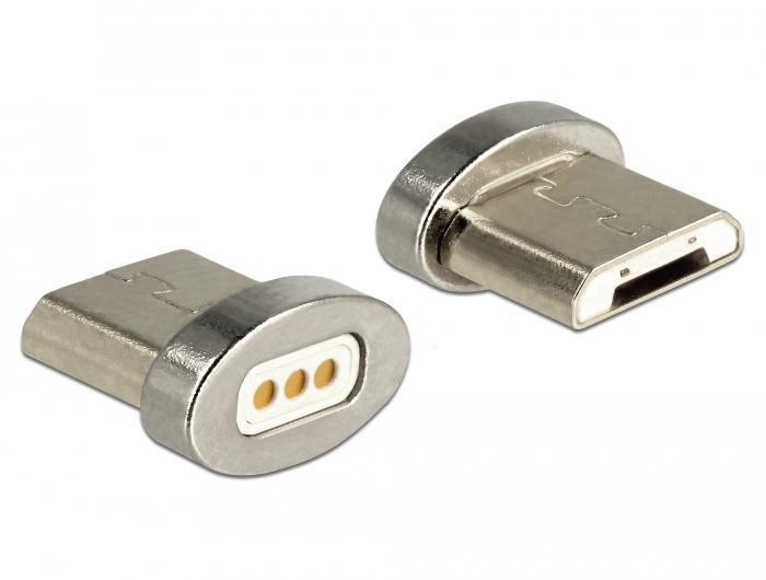 DeLOCK 65929 adattatore per inversione del genere dei cavi USB Type Micro-B magnet interface Argento (Magnetic Adapter USB Type