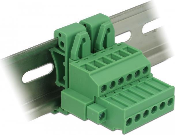 Set di morsettiere Delock per guide DIN a 6 pin con bloccaggio a vite