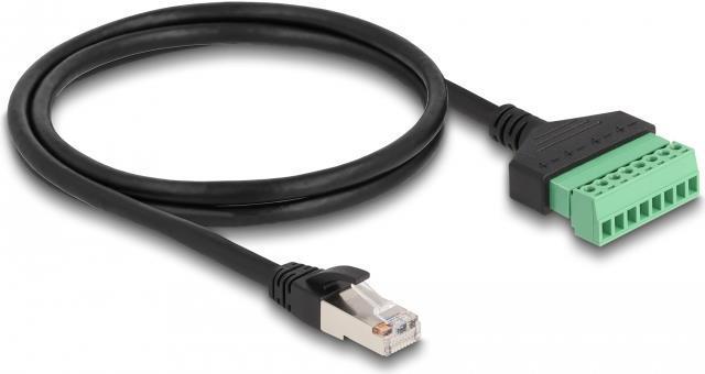 Delock - Cavo di rete - RJ -45 (M) a 8 -Pin Connection Bar - 1,0m - UTP - Cat 6 - Senza gancio - nero/verde (65977)