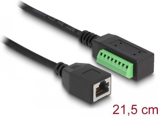 DELOCK - Adattatore di rete - Barra di connessione a 8 pin (M) a RJ -45 (W) - 21,5 cm - UTP - Cat 5E - Black