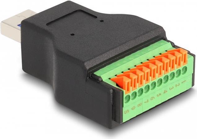 Delock Adattatore da spina USB 3.2 Gen 1 Tipo A a morsettiera con pulsante (66238)