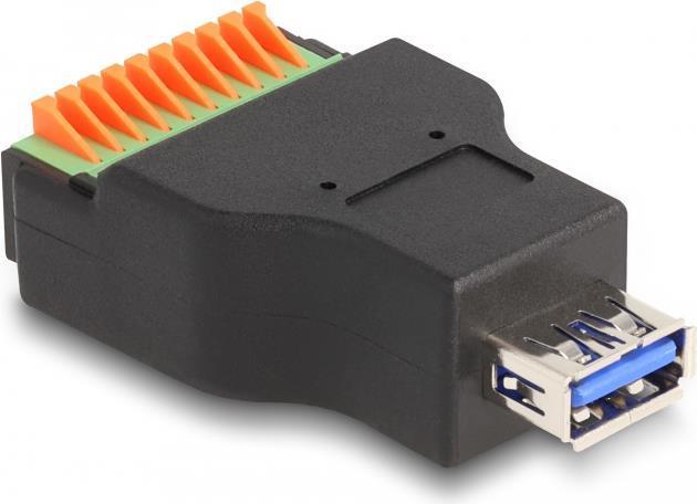 Delock - Adattatore USB - Blocco di connessione da USB tipo A (W) a 10 pin - USB 3.2 Gen 1 - nero/verde (66239)