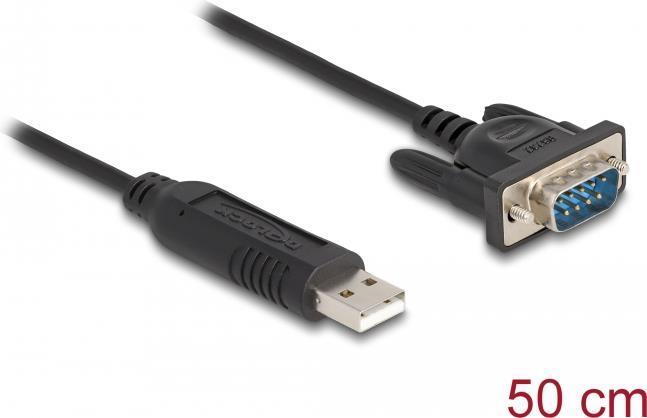 Delock Adattatore da USB 2.0 a RS-232 seriale con connettore seriale compatto con alloggiamento FTDI da 50 cm