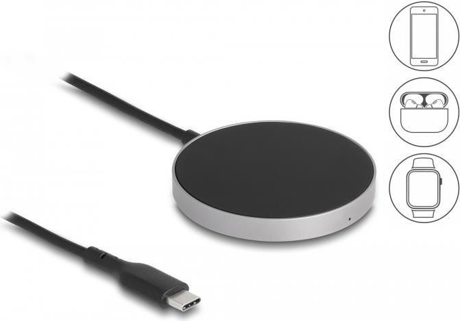 DeLOCK Caricatore wireless da 5 W / 7,5 W / 10 W / 15 W - Pad di ricarica induttivo (Delock tr?dl?s opladningspude - 15 Wat)