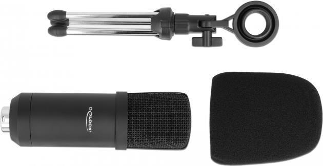 Delock Microfono professionale per podcasting per computer con connessione XLR e spina jack a 3 pin