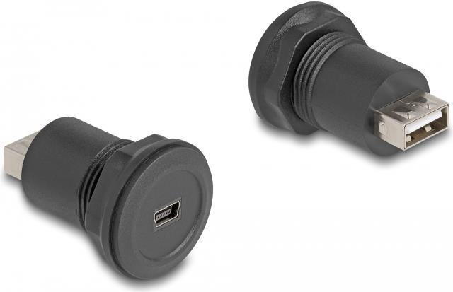 Delock Presa integrata da USB 2.0 Tipo Mini-B a USB 2.0 Tipo-A nera