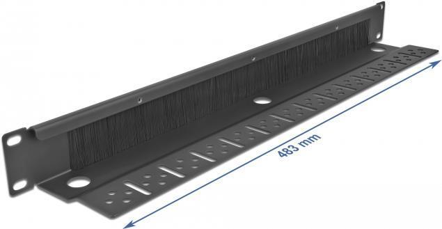 Delock Striscia a spazzola per gestione cavi da 19" con fissaggio cavo 1 HE nero
