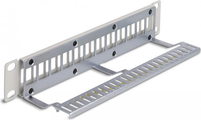 Delock - Pannello patch (foglio cieco) - con serracavo - montabile in rack - grigio - 1U - 254 cm (10") - 12 porte (66875)