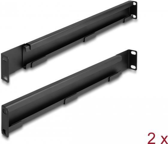 DELOCK - Staffa rack - Lunghezza regolabile 368 - 600 mm - Pagina - Black - 1U - 48,3 cm (19 ") (pacchetto con 2)